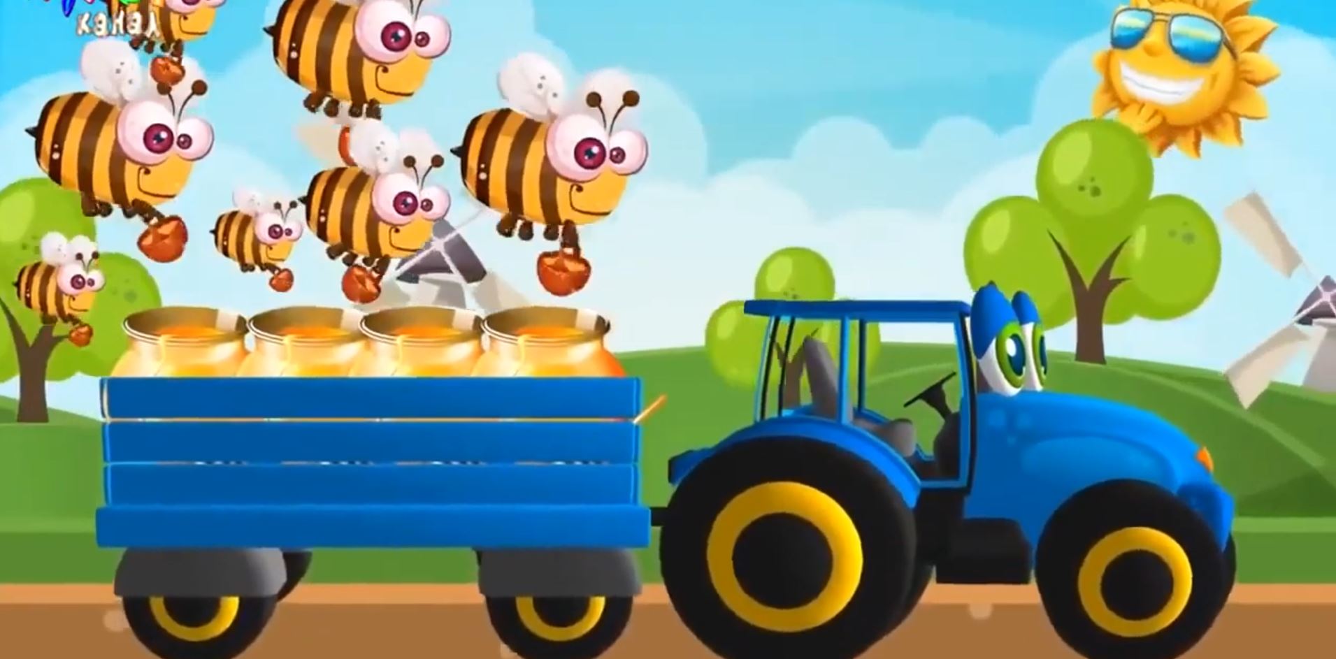 Песенки для детей, Едет трактор Синий трактор, Мультик про машинки. Song About The Tractor