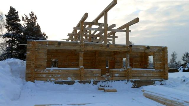 Дом из лафета ручной рубки, Норвежская технология рубки смотреть онлайн