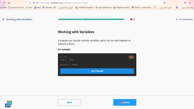 11 - season 3 - work with Variables - learning pythonَ for beginner with sololearn смотреть онлайн