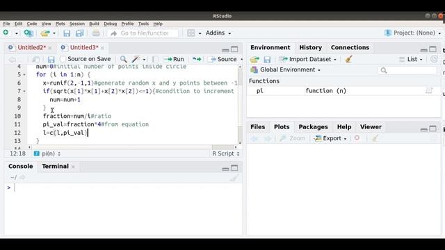 Estimating *pi* by monte carlo in R| random sampling || смотреть онлайн