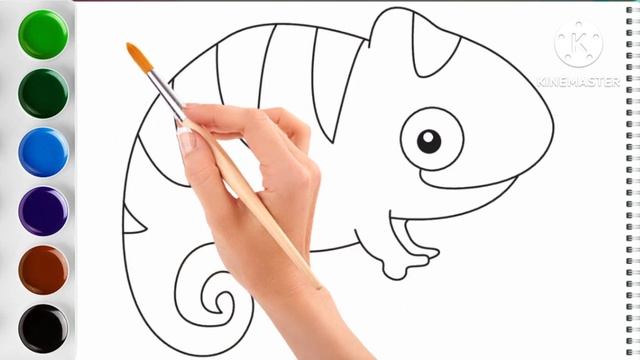 colorful cute chameleon painting art for kids learn with fun, drawing, coloring, painting,art смотреть онлайн