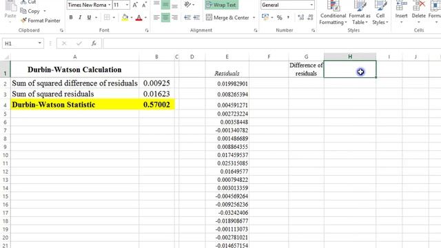 (Excel):Compute Durbin-Watson d-Statistic #exceloutput #regressionoutput #durbinwatson #spurious смотреть онлайн