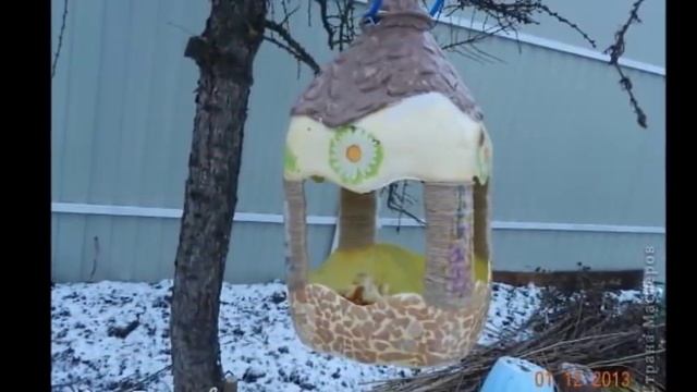Простые кормушки для птиц из пластиковой бутылки смотреть онлайн