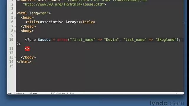 032 Ассоциативные массивы (Lynda.com) Изучаем php смотреть онлайн