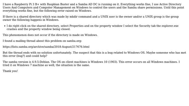 SAMBA AD DC - Windows explorer.exe crashes on security tab access смотреть онлайн