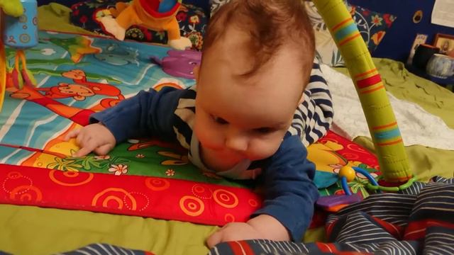 Малыш пытается ползти 3 месяца