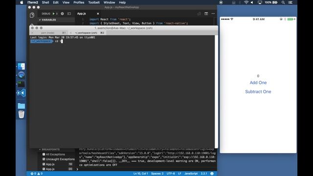 Debugging create-react-native-app with VSCode смотреть онлайн