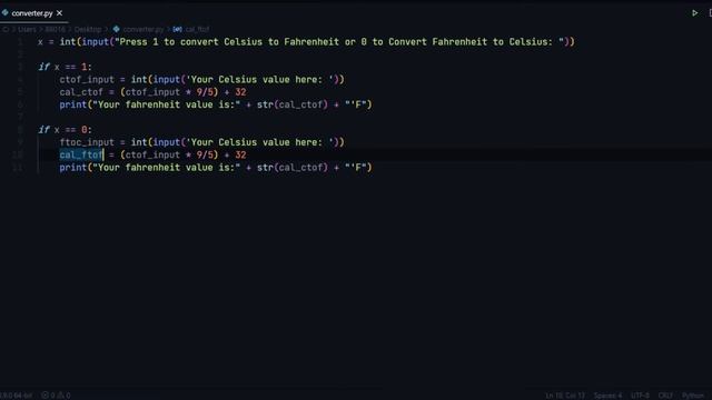 Fahrenheit And Celsius Converter In Python смотреть онлайн