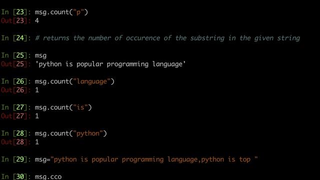 String count() Method смотреть онлайн