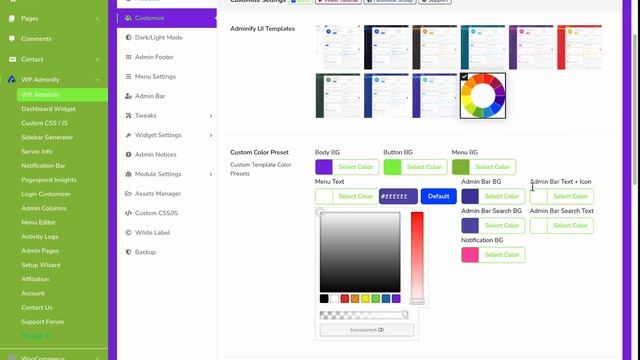 WordPress Dashboard Body Color, Admin Menu BG Color Customization via Adminify UI Templates смотреть онлайн
