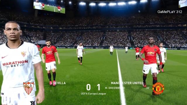 PES 2020 - Sevilla vs Manchester United - UEFA Europa League 1/2 Final - Gameplay PC смотреть онлайн
