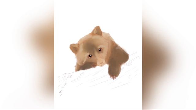 Drawing a bear with a custom watercolor brush | Digital art Timelapse | with commentary смотреть онлайн
