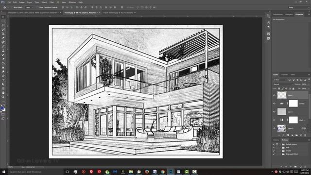 Photoshop CC Tutorial: How to Transform a Photo into an Architects' Blueprint Drawings смотреть онлайн