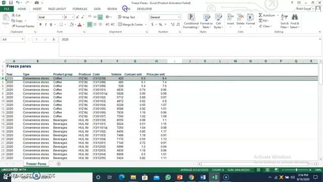 FREEZE PANES| MS EXCEL смотреть онлайн