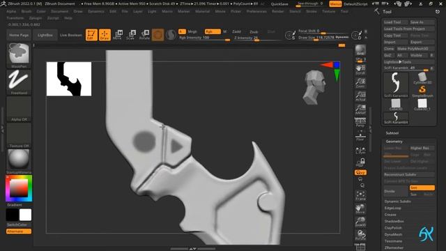 Hard surface sculpting in ZBrush Part - 1 : Sketch | Sci-Fi themed Karambit смотреть онлайн