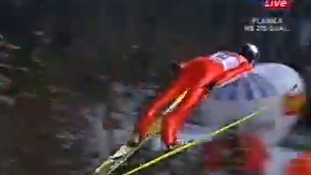 Adam Małysz - 214.5 m (bad landing) - Planica 2007 смотреть онлайн