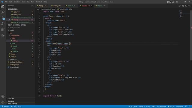 How to add a Bootstrap 5 Table component to a React application. смотреть онлайн