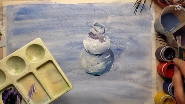 Рисуем легко и красиво новогодний плакат! Часть 2. смотреть онлайн