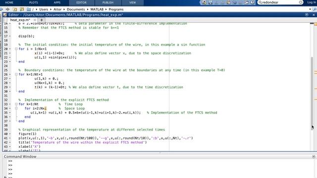 Matlab program with the explicit forward time centred space method for the diffusion equation смотреть онлайн