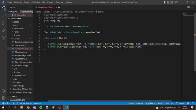 Unity'de Animasyonlu "Game Over" Sahnesi Yapımı | LeanTween Kullanımı смотреть онлайн