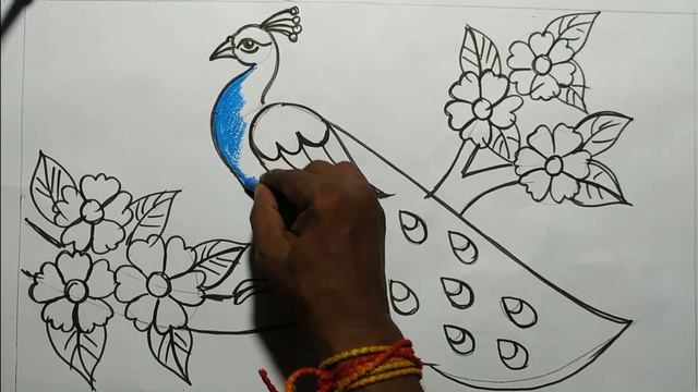 how to draw a peacock step by step,easy peacock drawing,how to draw peacock by oil pastel color, смотреть онлайн