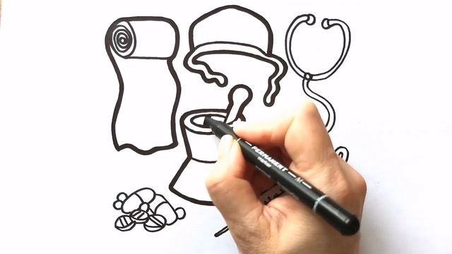 Как нарисовать МЕДИЦИНСКИЕ ИНСТРУМЕНТЫ ВРАЧА / раскраска для детей / Нарисуй Ка смотреть онлайн