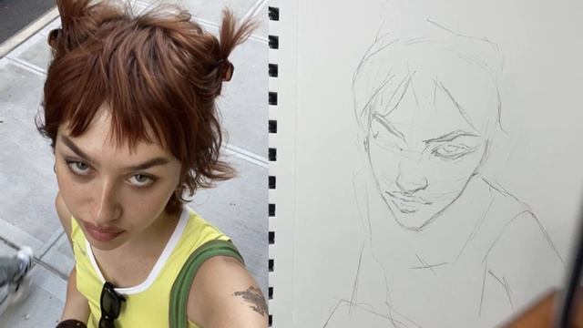 How I sketch a portrait from extreme angle | foreshortening смотреть онлайн