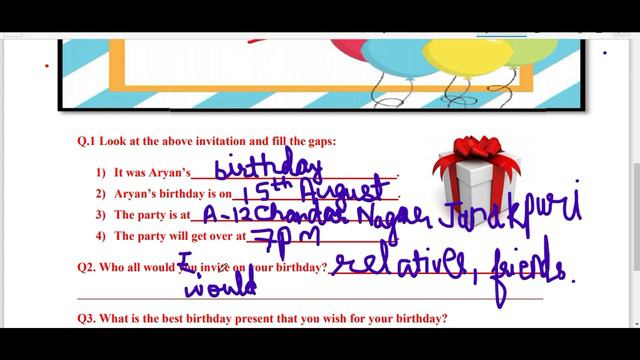 DOE , worksheet - 25 Class 6 to 8 , BIRTHDAY INVITATION (03/08/2020) смотреть онлайн