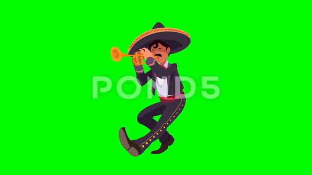 Mexican Musician Mariachi In Traditional Costume With Sombrero Plays TrumpetSombrero Plays Trumpet смотреть онлайн