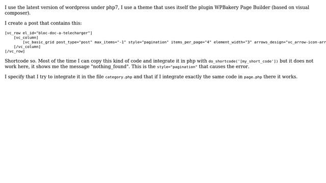 Wordpress: Shortcode working in page.php but not in category.php in wordpress смотреть онлайн