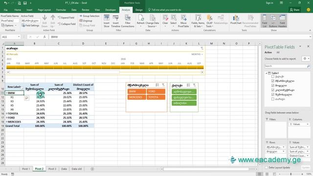 Pivot Table დინამიური ცხრილი - მიმოხილვა Excel смотреть онлайн