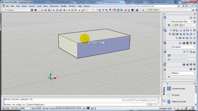 AutoCAD 3D Modelling - Fillet Command смотреть онлайн