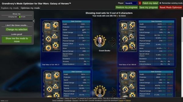Mods Perfekt Optimieren - Grandivory's Mod Optimizer ▶ Tutorial ▷ Star Wars: Galaxy of Heroes