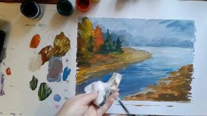 Простой пейзаж осени | Рисуем просто