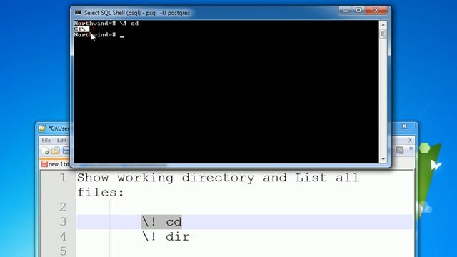 PostgreSQL - SQL Shell - Show working directory and List all files смотреть онлайн