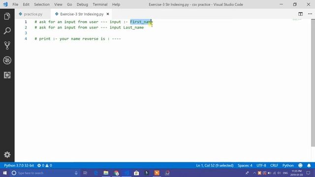 Exercise String Indexing, String Slicing ,Step Argument || Python Tutorial смотреть онлайн