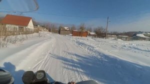 Покатушки на Иж Юпитер 5 с коляской зимой