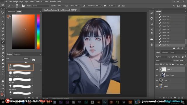Gray scale to Color Digital Painting - Easy Mode смотреть онлайн