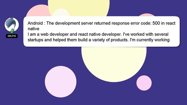 Android : The development server returned response error code: 500 in react native смотреть онлайн