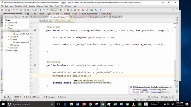 Android Bangla Tutorial 4.9 : searchview in actionbar android studio example смотреть онлайн
