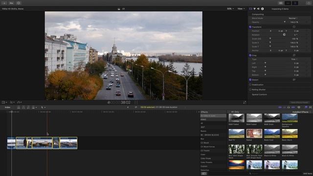 Как применить один эффект ко всем видео в Final Cut Pro X?