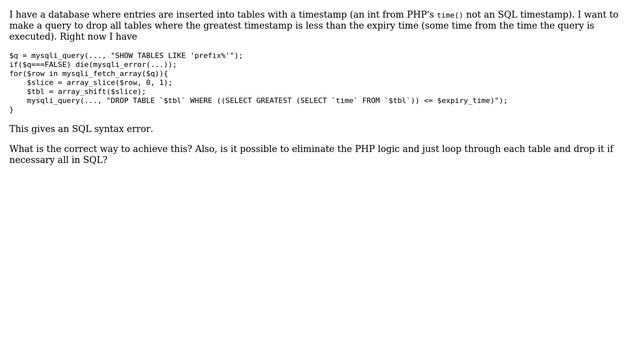 MySQL and PHP DROP TABLE based on value in table (2 Solutions!!) смотреть онлайн