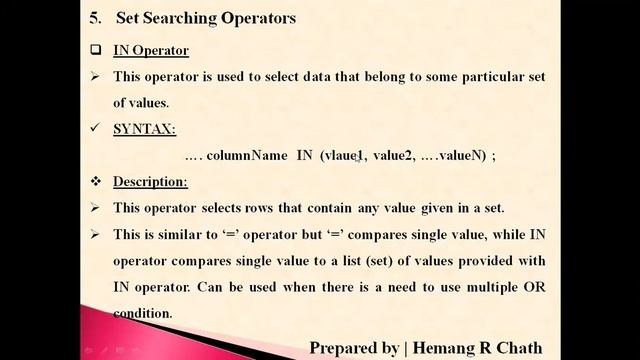 SQL Operators | NOT Operator | BETWEEN Operator | IN Operator | LIKE Operator смотреть онлайн