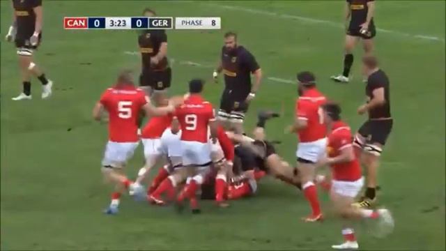 Kurt Haupt and Jaco Otto double dump tackle Tyler Ardron backwards смотреть онлайн