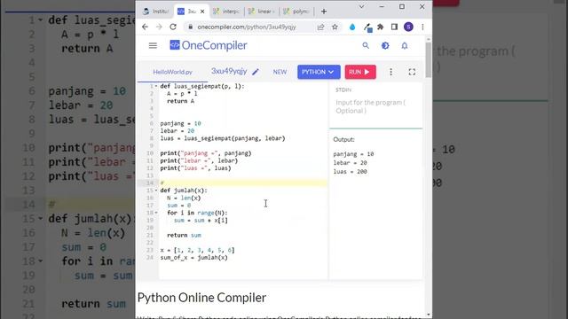 Pengenalan Python dengan OneCompiler смотреть онлайн