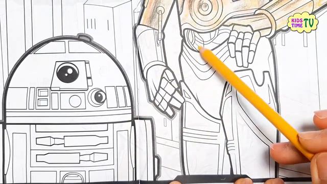 STAR WARS Character Coloring Page & Drawing Book For Kids ❤ R2-D2 & C-3PO Learn To Colors смотреть онлайн