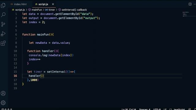 how to print each character of the string in each second by calling function inside setInterval. смотреть онлайн