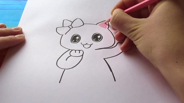 Как легко нарисовать КОШКУ цветными карандашами / РИСУНОК СРИСОВКА смотреть онлайн