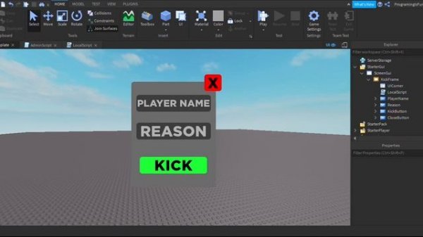 How to make and script Kick GUI | ROBLOX
