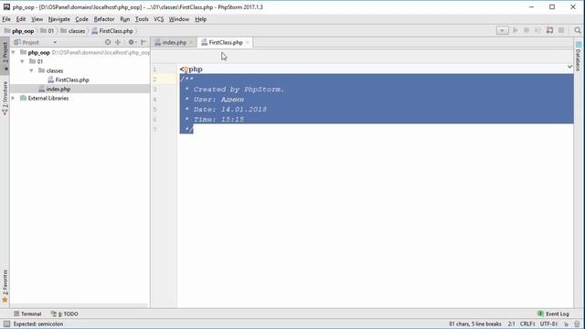 Урок 1. Курс по ООП PHP. Класс и объект смотреть онлайн